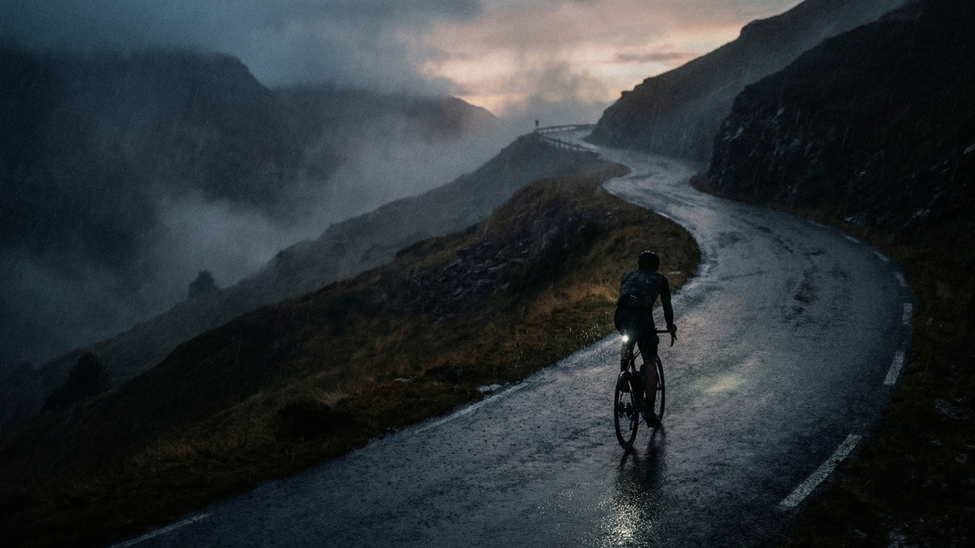 Cyclist in mountains